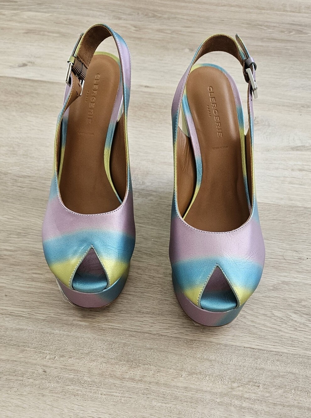 Peeptoe Platforms In Shimmery Rainbow
